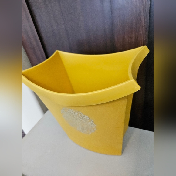 Lustro Ware Vintage MCM Retro Plastic Waste Basket Garbage Trash Bin Marigold - Picture 6 of 13